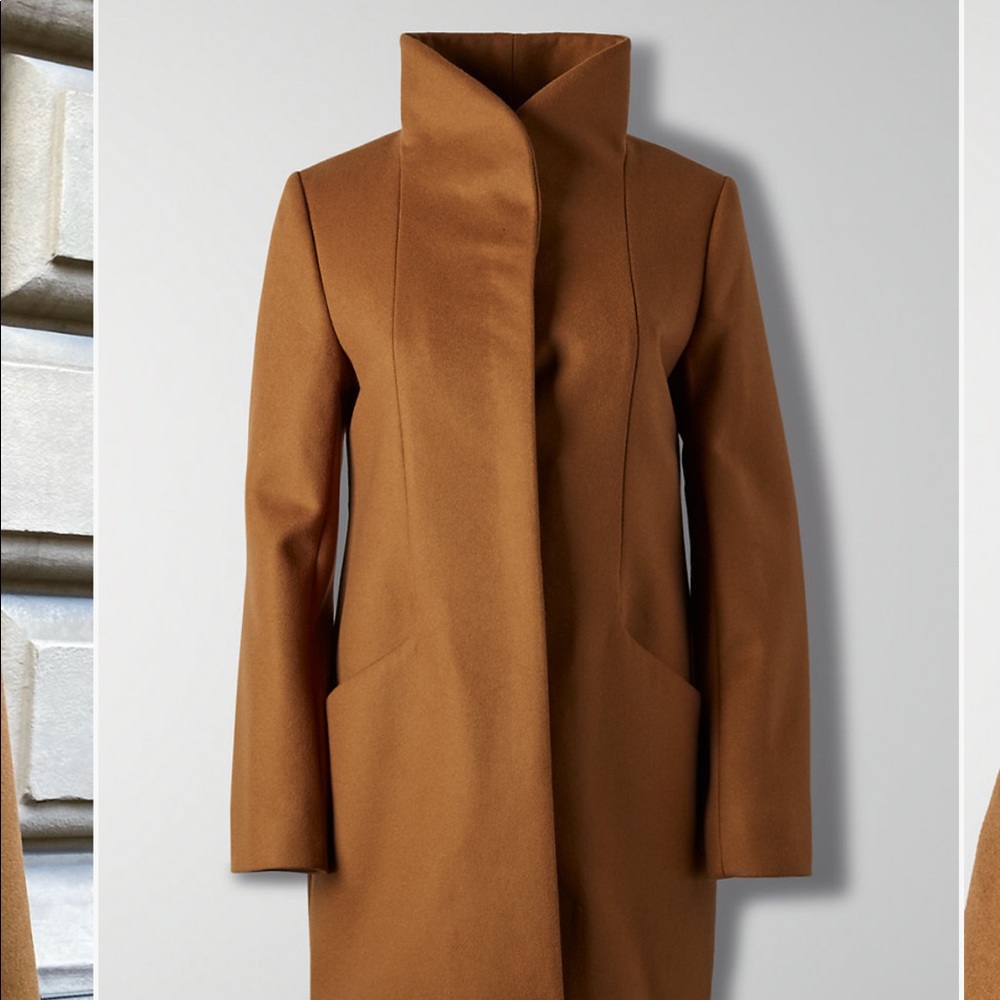 Aritzia Wilfred Cocoon Wool Coat in Cigar